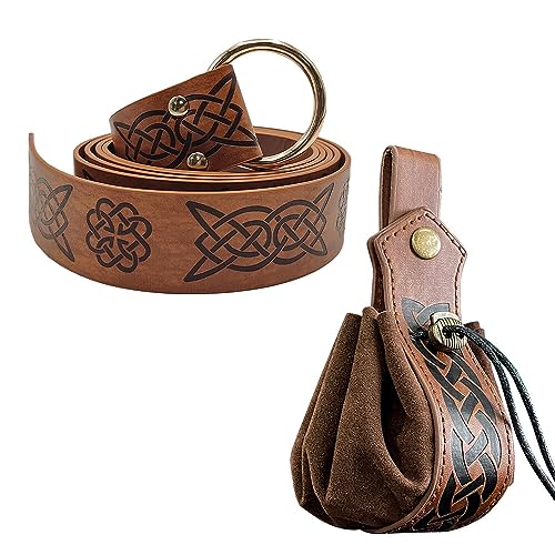 NAVESO Mittelalter Gürtel, Halloween Mittelalter Ledergürtel Ritter,...