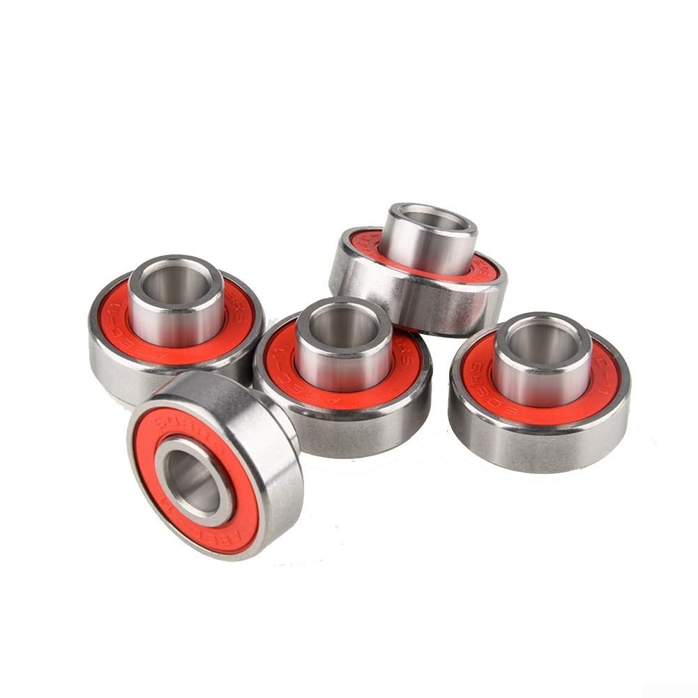 608-2RS - Cuscinetto a sfera a fila singola, 8 x 22 x 12,6 mm, con guarnizioni in gomma per resistenza agli agenti contaminanti, per skateboard, longboard, scooter, dispositivi fidget spinner (rosso