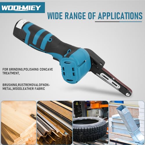 Image of Cordless Belt Sander, 16.8V Lithium Battery, 7000RPM, 15 Sanding Belts(80-1000 Grits), Powerful Motor for Wood, Metal,Curved Surfaces,Long-Lasting Performance, Fast Charging