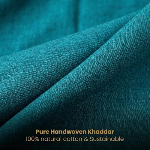 Image of Unstitched Cotton Fabric for Men and Women - Light Weight Self Pattern Khadi Cotton Fabric Material (3.5 Meter, Dark Green)