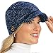 Collections Etc Stretchy Knit Brimmed Hat with Detachable Mask Navy