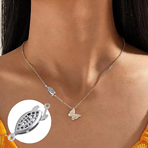 30 Pieces Filigree Box Necklace Clasps Stainless Steel Oval Fish Hook Clasp Jewelry Slide Clasps Bracelet Connectors For Diy Jewelry Making Birthday Party Gift #TOP4