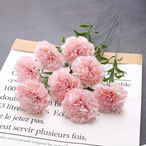 20 Pcs Carnations Bouquets 15Inch Artificial Carnations Flowers No Fade Artificial Flower Silk Petals Fake Flowers Forever Plants for Home Party and Wedding Decor (Light Pink)