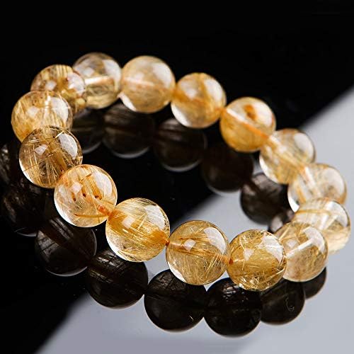 Natural Gold Titanium Rutilated Quartz Crystal Gemstone Beads Stretch Bracelet image 5