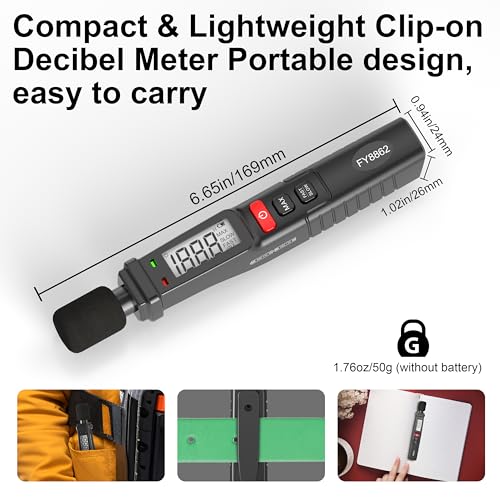 decibel meter sound level meter portable digital spl meter 30-130db with a weighted fastslow mode max data hold clip-on ultralight noise meter for home factory classroom office