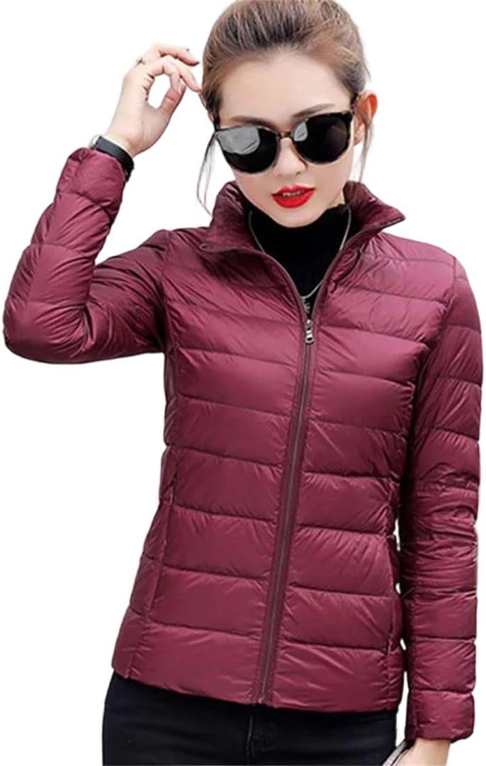 Women Ultra-Light Thin Down Jacket Winter Slim Short Hooded Warm White Duck Down Coat