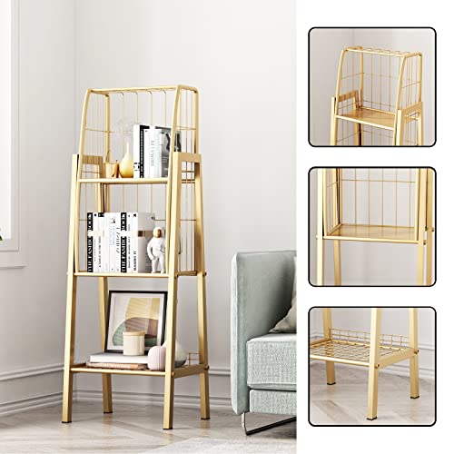Doorxifo Modern Gold Bookcase Freestanding,Heavy Duty Metal Gold Bookshelves Organizer For Bedroom Home Office,Gold Storage Rack Book Rack. #TOP2