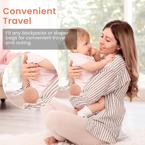 Image of SNOWIE SOFT Portable Baby Pacifier Holder Case with Handstrap, BFA Free Silicone Pouch Pacifier Case Organizer Storage Bag, Travel Pacifier Storage Pouch Waterproof Dustproof Baby Pacifiers Newborn