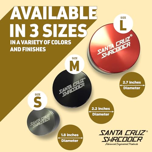 Santa Cruz Shredder Metal Herb Grinder Knurled Top for Stronger Grip 3-Piece Medium 2.2