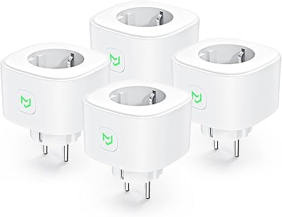 Meross WLAN Steckdose 16A, Alexa Steckdose misst den Stromverbrauch, Smart Steckdose mit Fernsteuerung, Sprachsteuerung un...