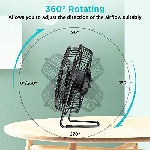 Easyacc 9 Inch Usb Desk Fan Ultra-Quiet Usb Powered 360° Rotation Desktop Fan With Metal Frame, Portable Personal Cooling Fan With 2 Speed For Home Office (Usb Powered Only) #TOP2