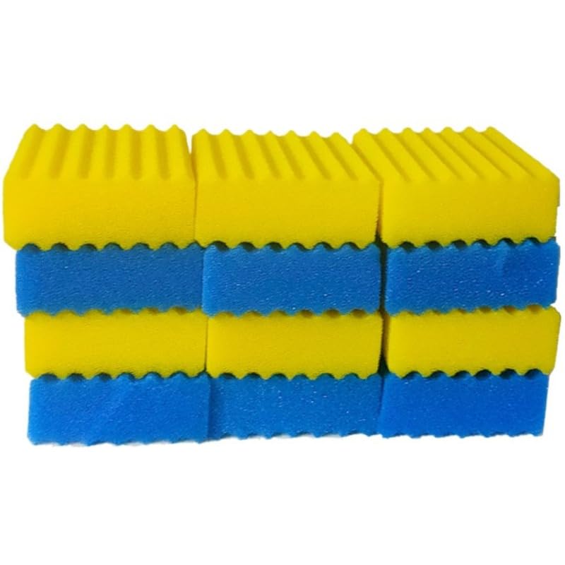 kychenBase CBF-350C Pond Filter Sponges – Pond Filter Media Replacement, Filter Foam Pads for Pond Filters (6 x Blue Coarse & 6 x Yellow Fine)