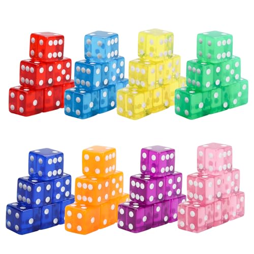 48 Piece 19mm Dice Casino Style Craps D6 Dice Set Acrylic and Translucent for Dice Games Craps Dices Casino Dices Table Games