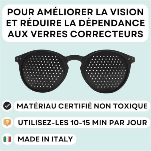 BATES - Lunettes Stenope Made in Italy, Lunettes à Grille Stenopeiques pour Hommes et Femmes, Lunette de Repos Disponible Dans Différents Styles et Couleurs, Produit Entièrement en Italie – vue 4
