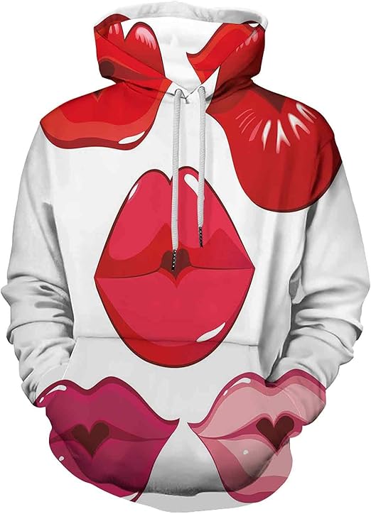 Hoodie Hooded Sweatshirt Kiss Woman Sexy Lip Heart Shape for Men/Women