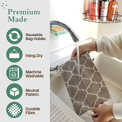 Lecorner Plastic Bag Holder, Washable Grocery Bag Holder For Plastic Bags, Durable Plastic Bag Storage Dispenser With Hanging Loop, Wall Mount Trash Bag Dispenser For Home Kitchen Cabinet (Beige) #TOP3