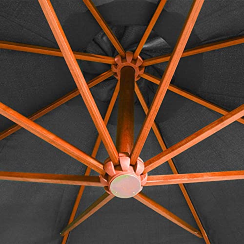 Sombrilla de madera maciza con poliéster impermeable de gran cobertura 6