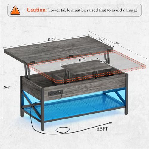 Aheaplus-Coffee-Table-Lift-Top-Multi-Function-Coffee-Table-Converts-to-Dining-Table-with-LED-Light-and-Power-Outlet-Center-Table-with-Shelves-for-Living-Room-Reception-Home-Office-Black-Oak