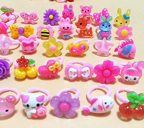 Ngel Little Girl Cute Lovely Jewel Rings Girl Pretend Play and Dress Up Rings for Party Rings Set Cartoon Cute Kids Accessory Gift for Children (Pack of - 36) 1