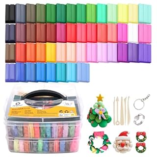 Artecho Polymer Clay Set, 50 Colors Modeling Clay Kit with 5pcs Clay Sculpting Tools and Accessories for DIY, Oven Bake Clay, Crafts Gift for Beginners/Adults