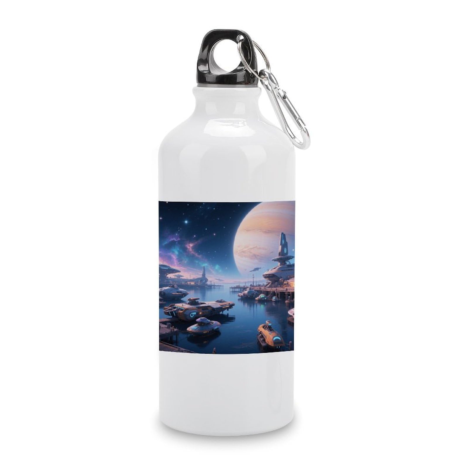 Fekiloot Style Interstellar Harbor Aluminum Water Bottle Travel Tumbler Reusable Lightweight Outdoor Sports Water Bottles For Gym Sports Camping Hiking Fishing600ml