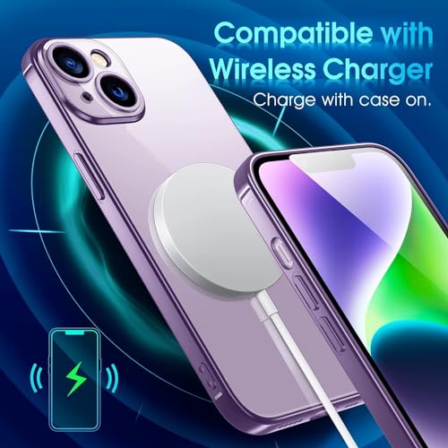 Image of VONZEE Electroplated Clear Transparent Cover for iPhone 15 Case 6.1 inch Luxury TPU Cover Full Body & Camera Protection for Each Lens Bumper Cases for Men & Women (Deep Purple)