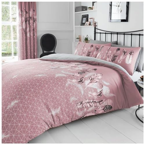 GC GAVENO CAVAILIA Parure de lit à Plumes avec Housse de Couette imprimée pour lit King Size, Housse de Couette Confortable et Respirante, Rose (230 x 220cm)