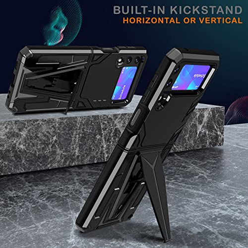 Duo Shell Hard Case With Kickstand Hot Pink Black Zebra Design Compatible With Samsung Galaxy Z Flip 3 Supports Magnetic Car Mount Military Grade Drop Protection Heavy Duty Shockproof Rugged Case #TOP5