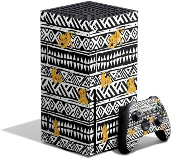 Skinit Decal Gaming Skin Compatible with Xbox Series X Bundle - Officially Licensed Disney The Lion King Simba Tribal Print Design