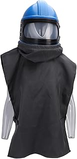 Sand Blasting Hood Cap, Canvas Shawl Sandblaster Protective Gear Mask Anti dust Safe Air Feed Hood Sandblaster Helmet for Spraying Sanding Cutting, DIY Painting Woodworking