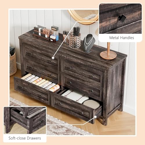 image for LUXOAK Bedroom Dresser and Nightstand 3 Piece Set, 1 X Wood Rustic 6 D