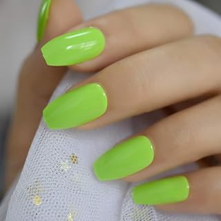 GeRRiT HUJL Uñas Postizas Moda Color Sólido Verde Ataúd Protección Bailarina Uñas Postizas Dedos De Mano Plana Uñas Postizas Prensa Arte De Uñas De Verano