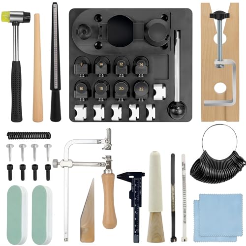 Ring Bender Tool, Jewelry Making Kit with Nylon Dies, Earring Ring Bending Machine Sizer Measuring Tool, Multi-Functional Jewelry Making Tools