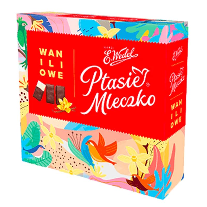 Ptasie Mleczko (Birds Milk) - Vanilla (Wanilowe) Marshmallow Covered in Dark Chocolate12.7oz/360gr by Wedel - product of Poland, Ptiche Moloko Candies Bars