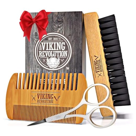 Viking Revolution Pettine e Spazzola Barba - Regalo Uomo Perfetto: Setole di Cinghiale Naturale, Pettine in Legno di Pero a Doppia Azione con Custodia da Viaggio.
