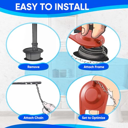 Lasnten 24 PCS Toilet Flapper Replacement Kit for 2 Inch Flush Valves Universal Tank Flapper with Stainless Steel Chain Compatible with Most Toilets, Red thumbnail 5
