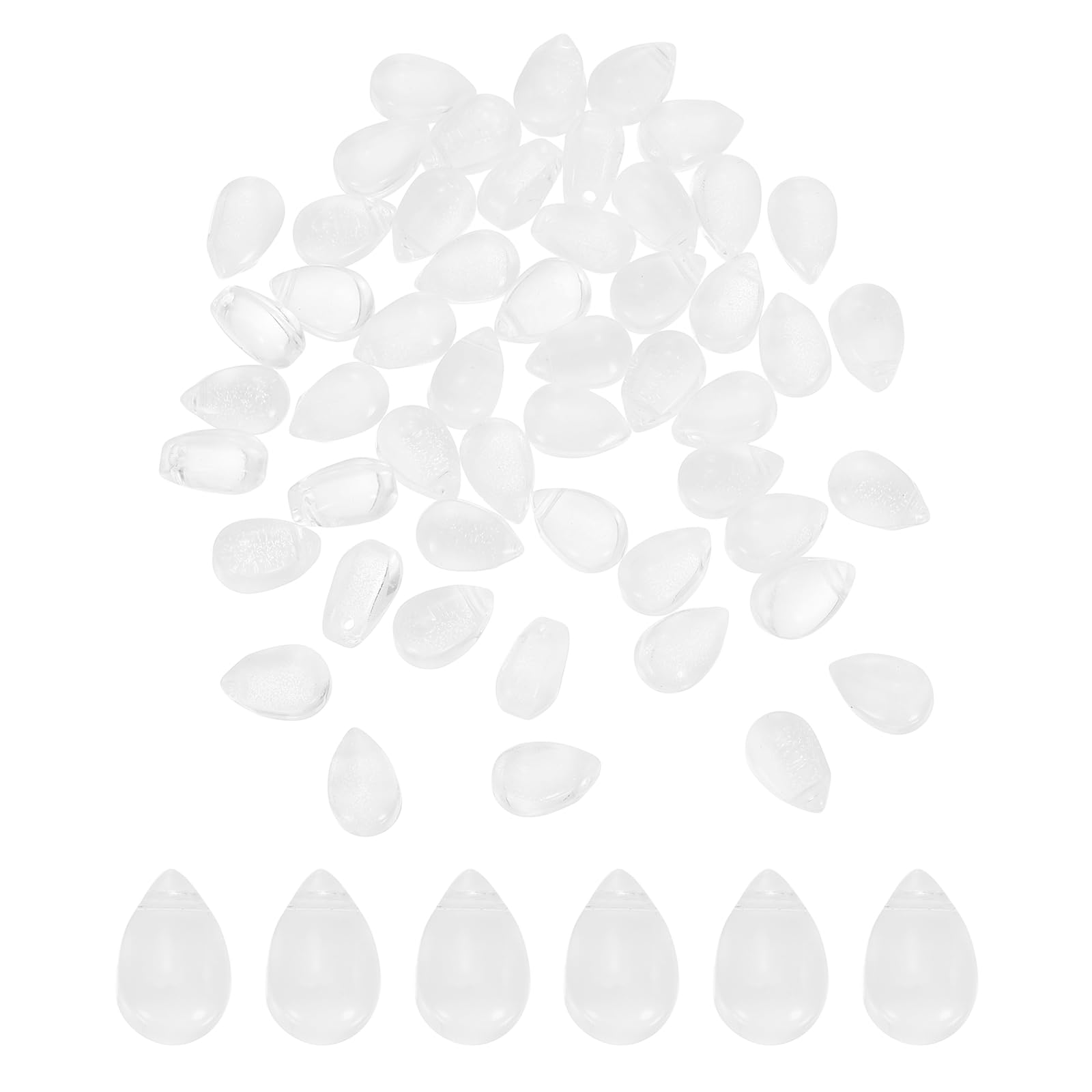 sourcing map 60 Pcs Teardrop Crystal Glass Beads, 6x9mm Teardrop Glass Charm Pendants Water Drop Beads Top Drilled for Jewelry Making DIY Craft Bracelets Necklace, Pastel White
