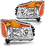DWVO Headlight Assembly Compatible with 2004-2015 Titan/05-07 Armada/04 Pathfinder Armada Chrome Housing Amber Reflector Clear Lens