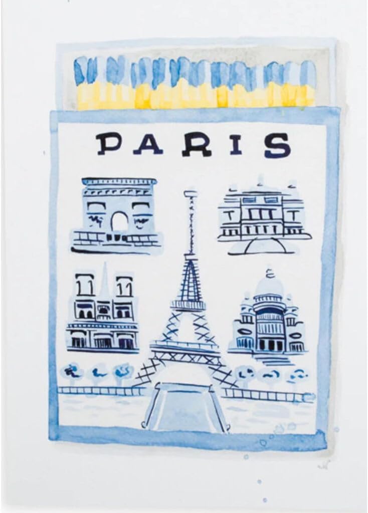 FURBISH Travel Wall Art Print - Paris Matchbook - Aesthetic Wall Decor, Modern Wall Art, Preppy Room Decor for Living Room, Bedroom - France Poster (5X7, Unframed)