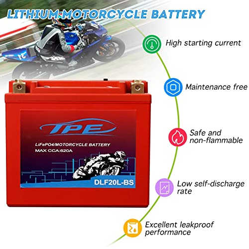 Image of YTX20L Lithium Battery 12V 9Ah 620CCA LiFePO4 Motorcycle Battery, High Power, Lightweight, Maintenance Free, Replaces