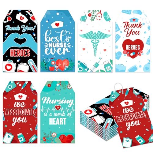 30 etiquetas de presente da semana de apreciação da enfermeira, etiquetas de presente de agradecimen