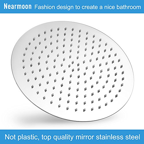 Nearmoon Rain Shower Head, Large Stainless Steel High Flow Bath Shower, Ultra Thin Design Rainfall Booster Showerhead Waterfall Body Covering, Ceiling Or Wall Mount (12 Inch, Chrome Finish) #TOP3