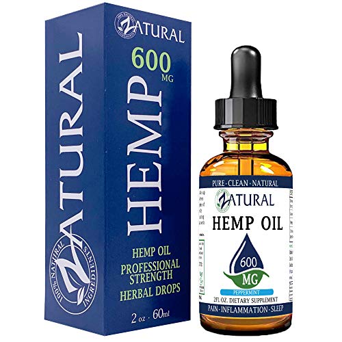 600mg Zatural Hemp Oil Drops: Hemp Seed Oil for Pain Relief, Anxiety, Stress, Relaxation, Better Sleep and Mood â€“ Natural, Anti Inflammatory and Immune Support. Rich in Omega 3 & 6 (600mg Peppermint)
