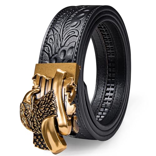 Image of Dubulle Men's Ratchet Belt Gold /Black /Red /Green /Blue /White Automatic Buckle Business Casual Belt Gift - Adjustable Fit