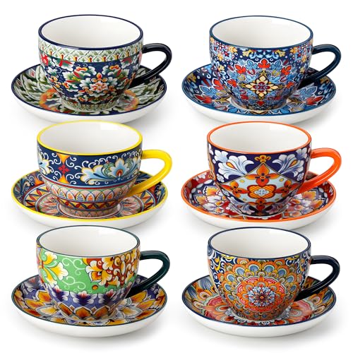 vancasso SIMI Tasses à Café avec Soucoupes - 240ml - Service à Café pour 6 Personnes -...