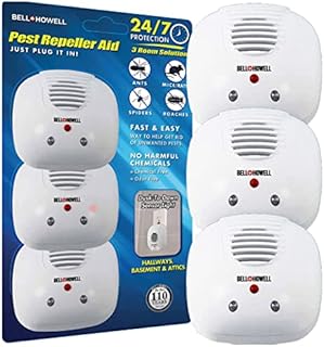 Bell + Howell Ultrasonic Pest Repeller Home Kit (Pack of 3), Ultrasonic Pest Repeller, Pest Repellent Dust to Dawn Sensor for Home, Bedroom, Office, Kitchen, Safe for Human and Pet