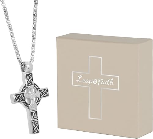 Miniatura 6 de LeapoFaith Colgante de cruz para espejo retrovisor del automóvil, decoración de oración, adorno colgante de acero inoxidable, collar de cruz de nudo