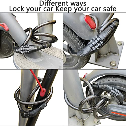 E Scooter Lock,Bike Lock Combination Lock Cable Compatible For Xiaomi M365/Max/Gxl/Ninebot/Segway Scooter/Moto/Bicycle Lock 4Ft Long/0.472In Scooter Anti-Theft Ideal Lock 4-Digit/12 Steel Cables Lock #TOP4