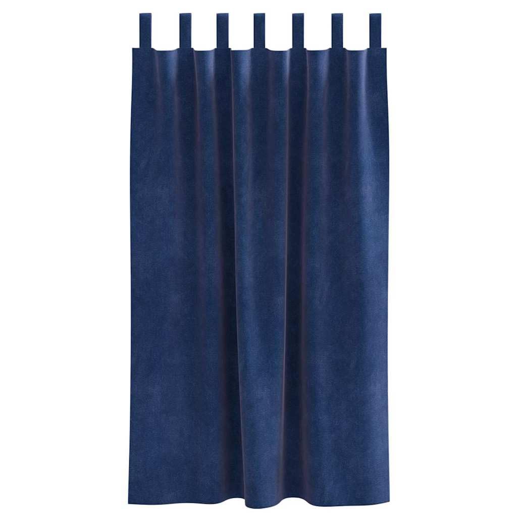 Rideaux Occultants en Velours Bleu Foncé, Lot de 2 Pièces 140 x 175 cm, Rideau Opaque à Passants en Tissu pour Décoration de Fenêtre de Salon et Chambre à Coucher