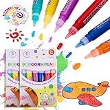 Mesen Magic Puffy Pens for Girls, DIY Bubble Popcorn Drawing Pens, Bubble Pen, Popcorn Color Markers, Magic Popcorn Color Paint Pen, Print Bubble Pen Puffy 3D Art Safe Pen (2 Pack)